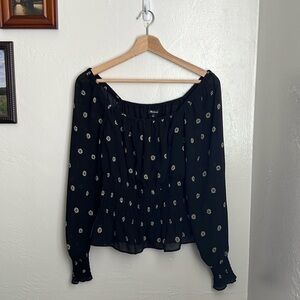 Madewell Georgette Crop Square Neck Floral Blouse